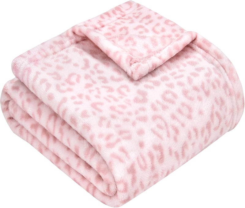 Yurhap Leopard Print Baby Blanket Fleece Baby Blankets for Girls, Ultra Soft Cozy Fluffy Infant Toddler Newborn Receiving Blankets for Crib Stroller, 30"x40", Light Pink - Image 1